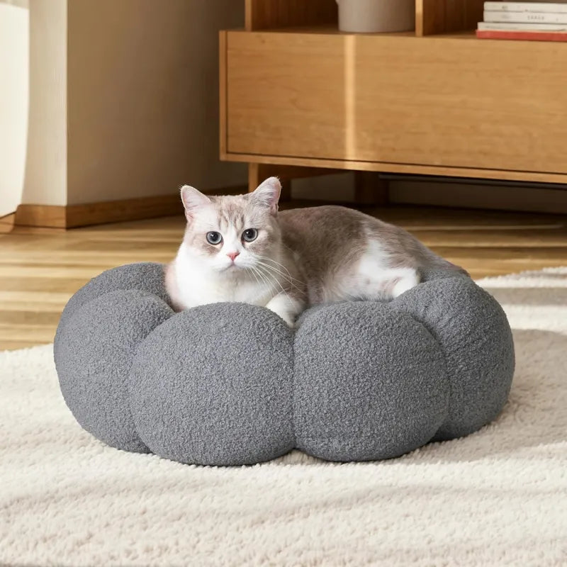Calming Donut Bed – Fluffy Cuddler for Cats & Small Dogs