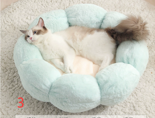 Calming Donut Bed – Fluffy Cuddler for Cats & Small Dogs