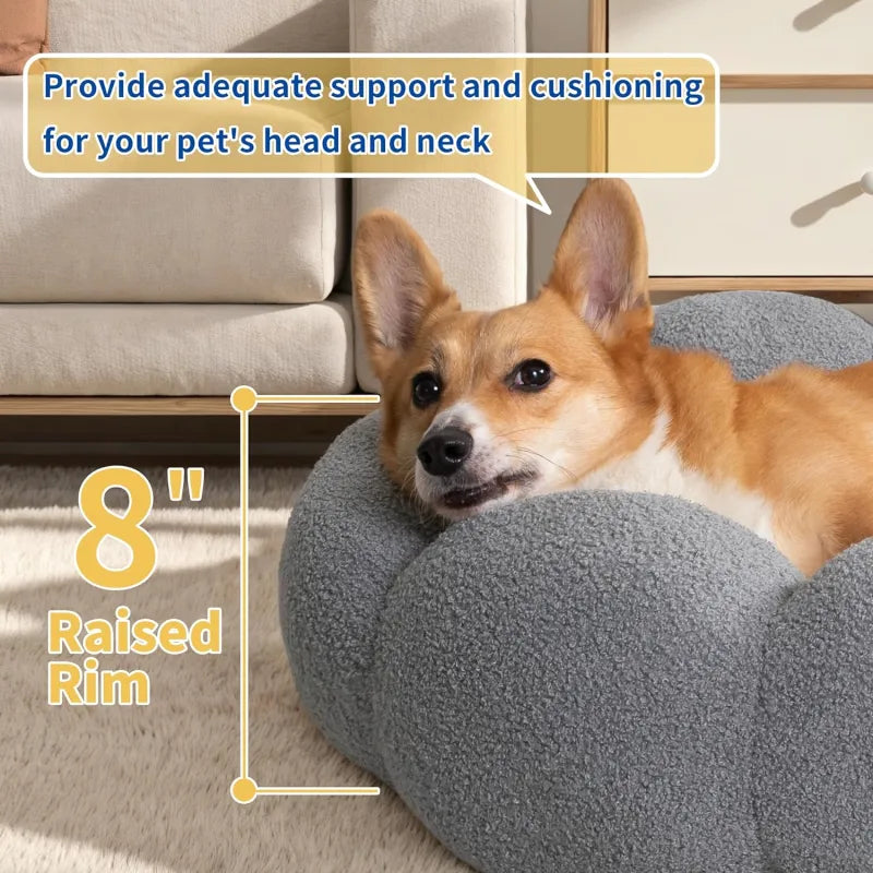 Calming Donut Bed – Fluffy Cuddler for Cats & Small Dogs