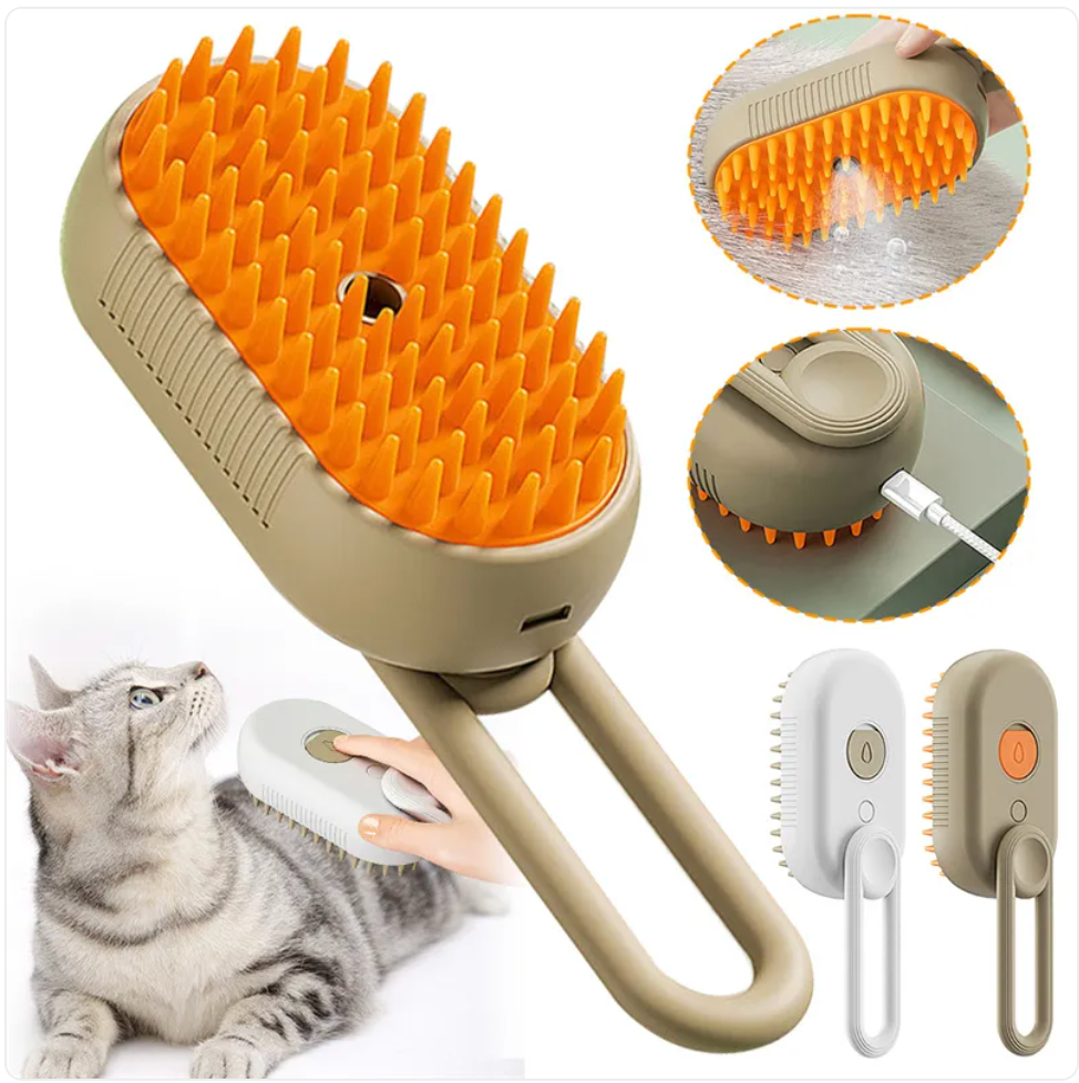 3-in-1 Steam Pet Brush for Shedding – Dogs & Cats