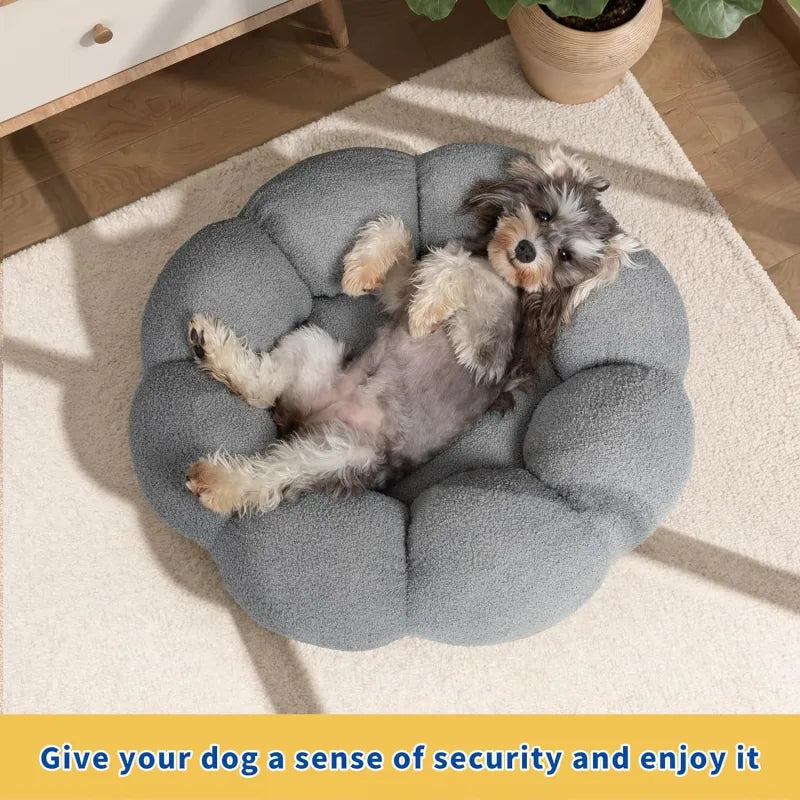 Fluffy calming donut pet bed