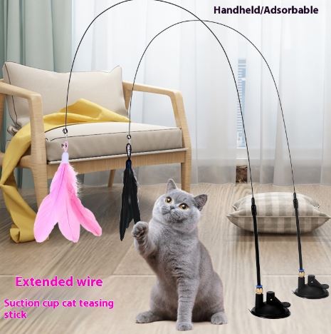 Cat Feather Teaser Wand – Interactive Cat Toy