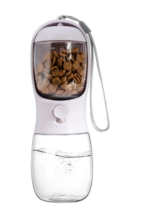 Portable Dog Water Bottle with Built-In Bowl & Food Cup