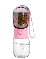 Portable Dog Water Bottle with Built-In Bowl & Food Cup