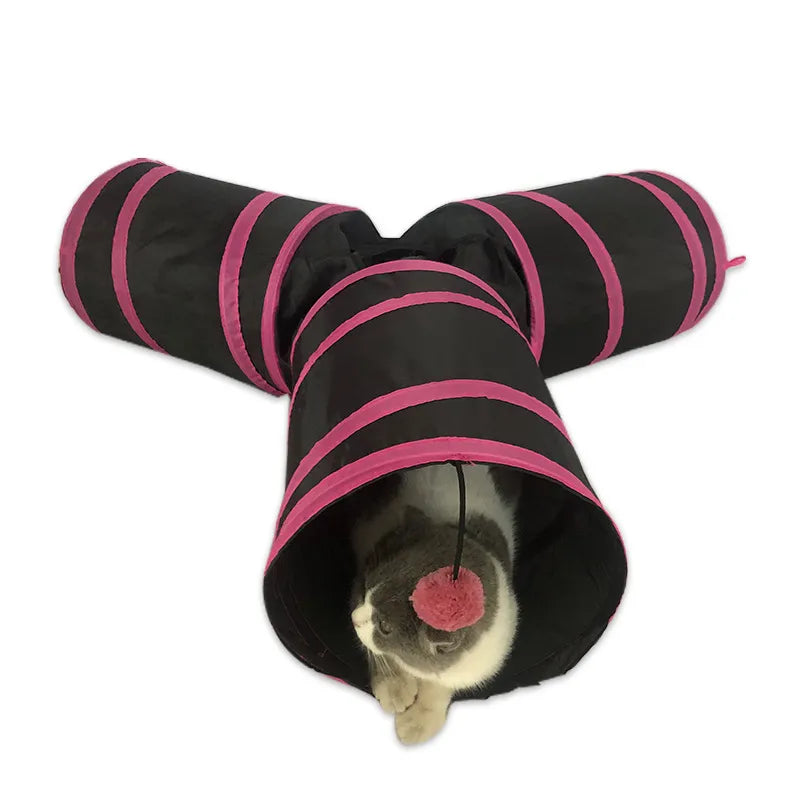 Y-Shaped Cat Tunnel – Foldable 3-Way Play Tunnel