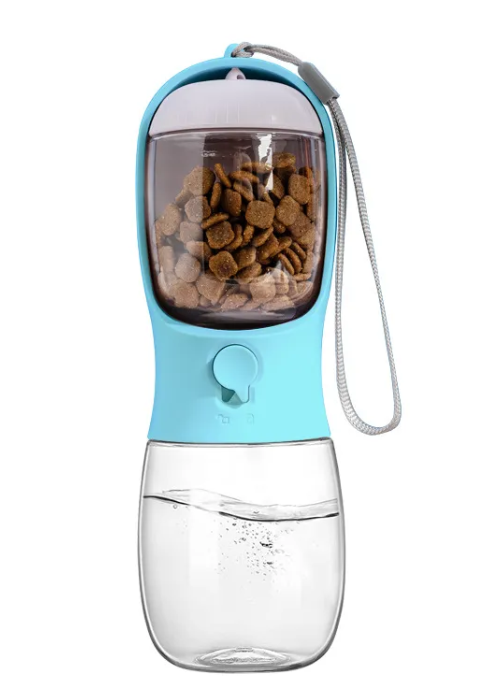 Portable Dog Water Bottle with Built-In Bowl & Food Cup
